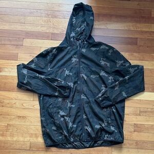 Men's Lightweight Hooded Shirt Jacket - Black Camouflage